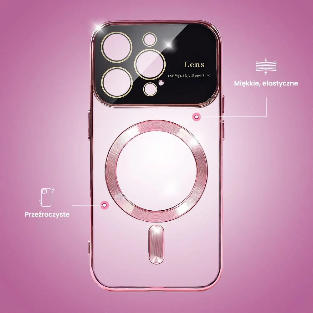 Etui do iPhone 15 Pro Max Camera Beam Magsafe, różowe