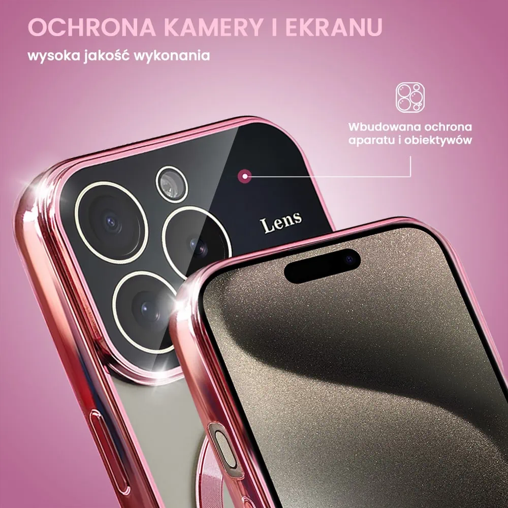 Etui do iPhone 15 Pro Max Camera Beam Magsafe, różowe