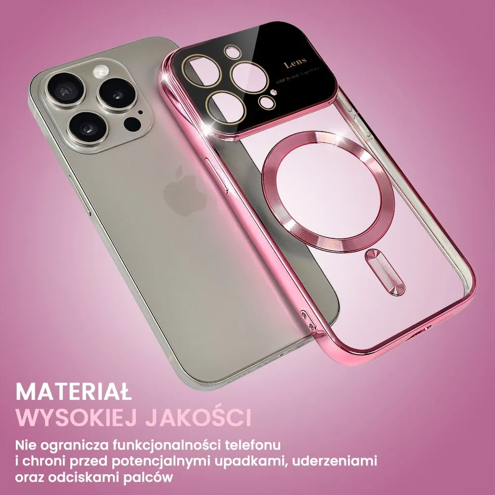 Etui do iPhone 15 Pro Max Camera Beam Magsafe, różowe