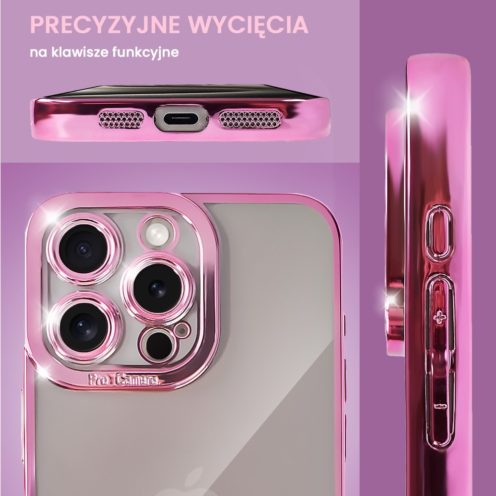Etui do iPhone 15 Pro Camera High PRO z osłoną kamery, różowe złoto