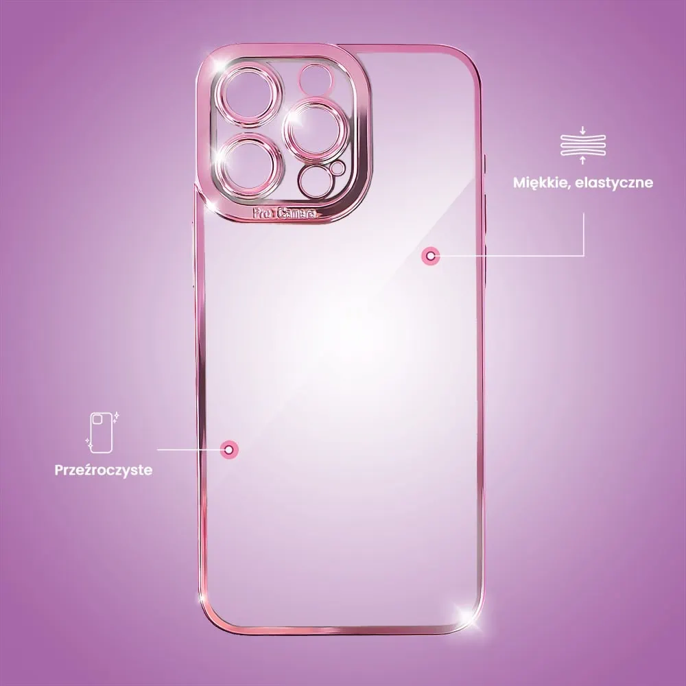 Etui do iPhone 15 Pro Camera High PRO z osłoną kamery, różowe złoto