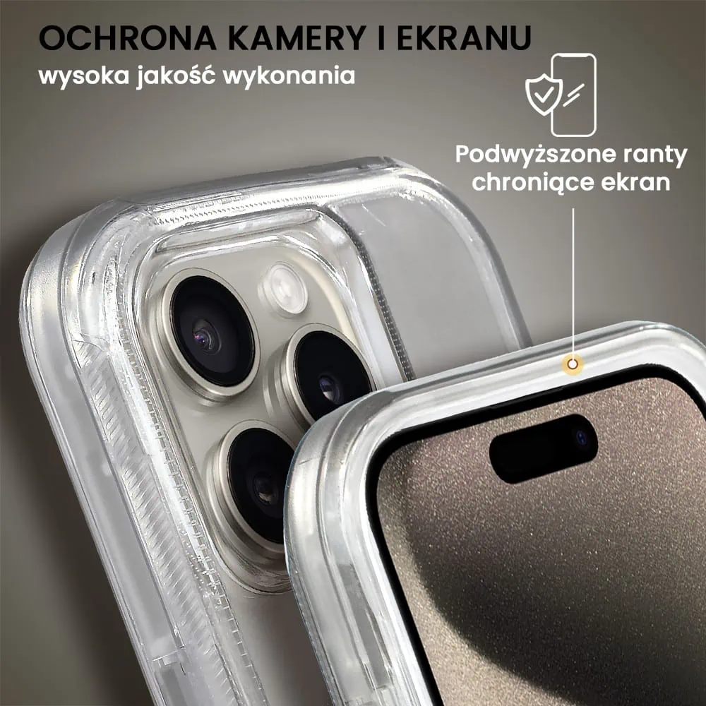 Etui do iPhone 15 Pro Crystal Armor Magsafe, Anti-Drop pancerne 3w1, szary szafir