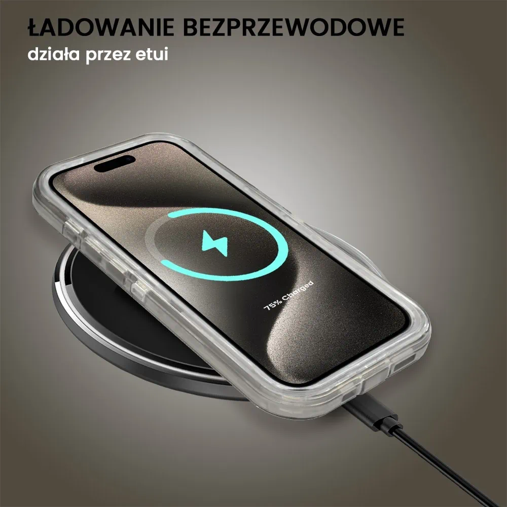 Etui do iPhone 15 Pro Crystal Armor Magsafe, Anti-Drop pancerne 3w1, szary szafir