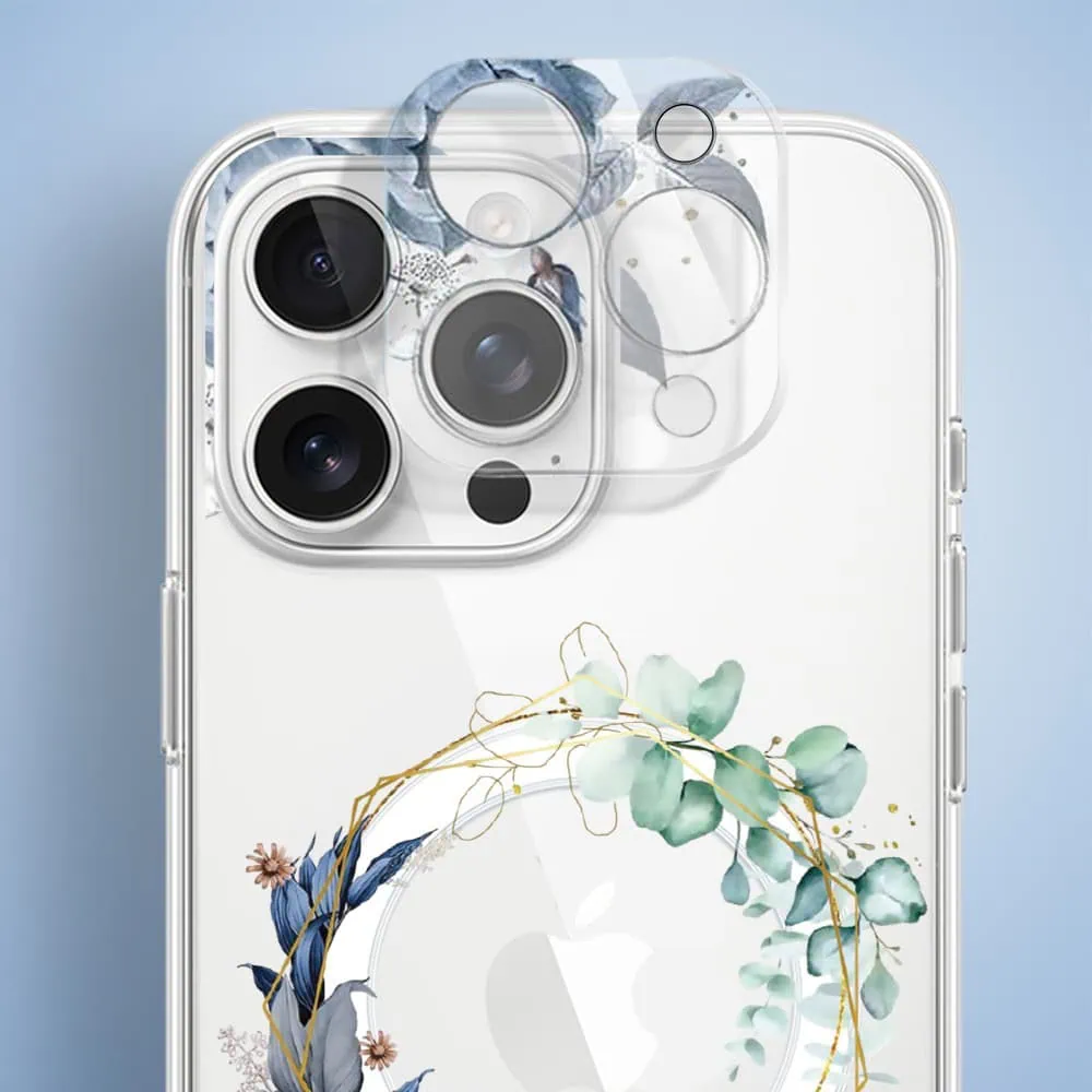 Etui do iPhone 15 Pro, Flower MagSafe, niebieskie kwiaty, przeźroczyste