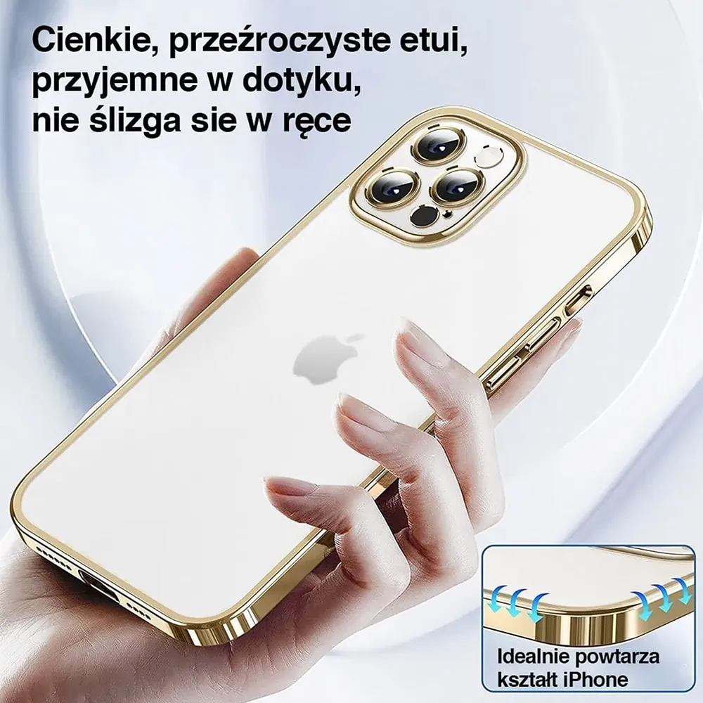 Etui do iPhone 15 Pro Gold Edition przeźroczyste Sulada oryginal, złote (OUTLET)