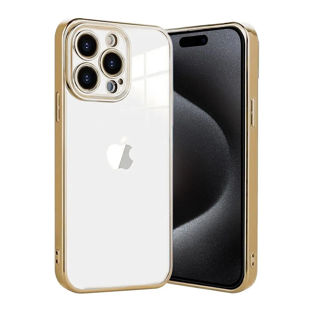 Etui do iPhone 15 Pro Gold Edition przeźroczyste Sulada oryginal, złote (OUTLET)