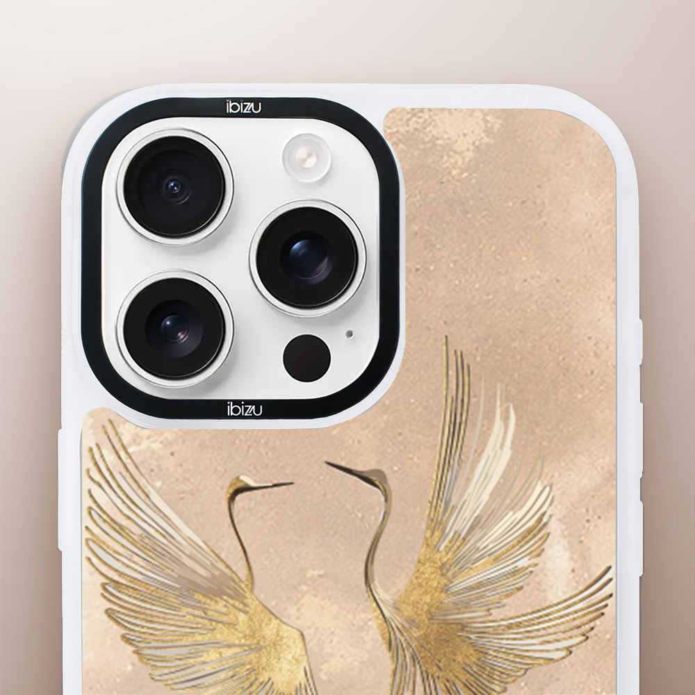 Etui do iPhone 15 Pro IBIZU DropGuard Matt z MagSafe, Boho, Złote żurawie