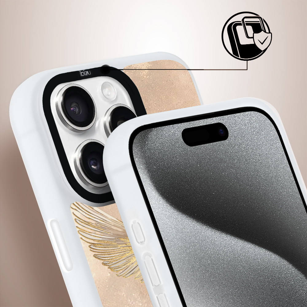 Etui do iPhone 15 Pro IBIZU DropGuard Matt z MagSafe, Boho, Złote żurawie