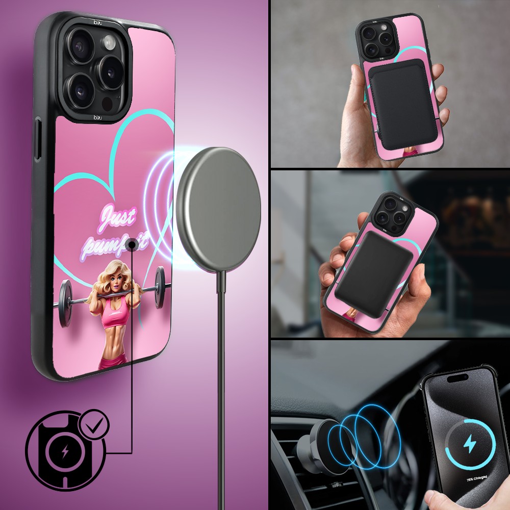 Etui do iPhone 15 Pro IBIZU DropGuard Matt z MagSafe, #Move, Pump it love