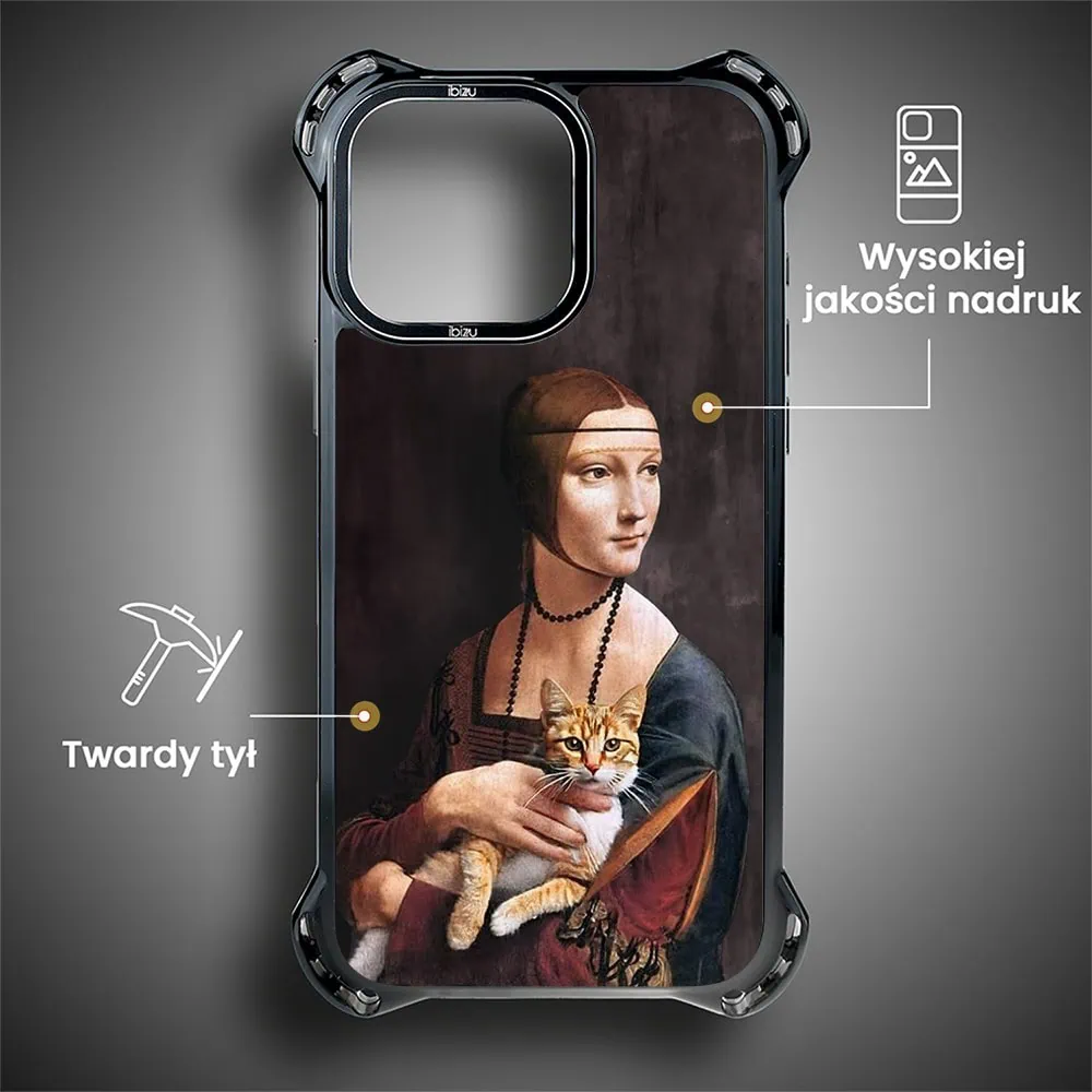 Etui do iPhone 15 Pro Max, Ibizu DropGuard Ultra z MagSafe, Leonardo Da Vinci, dama z kotem