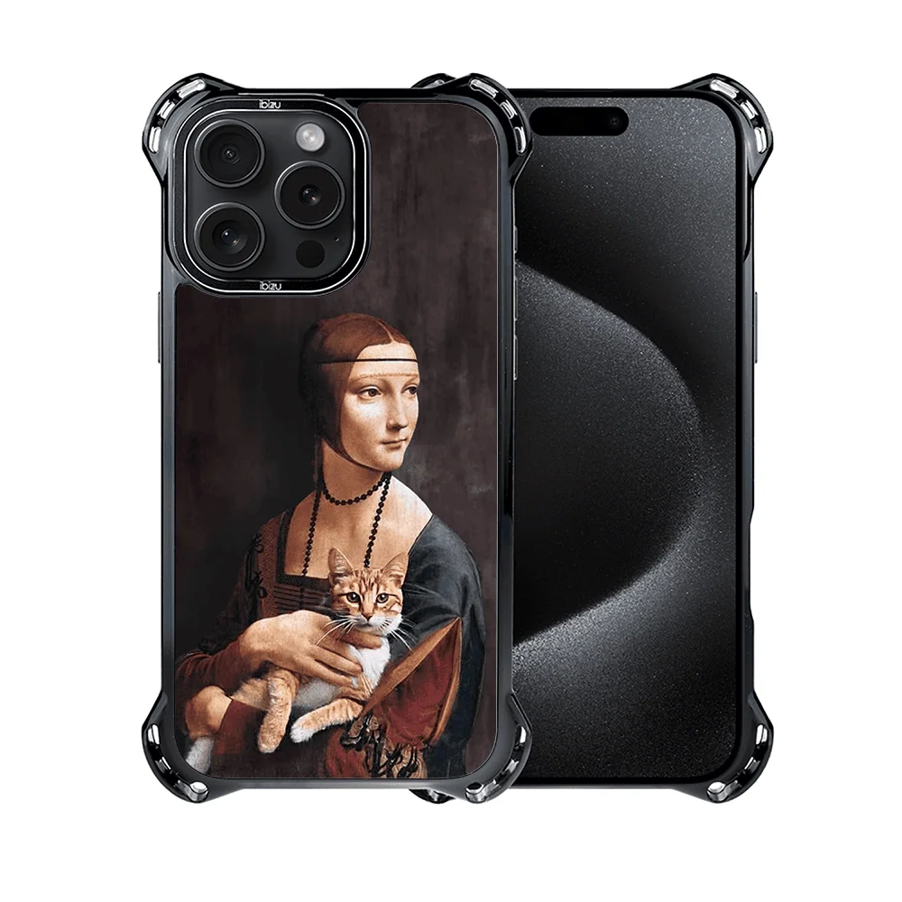 Etui do iPhone 15 Pro Max, Ibizu DropGuard Ultra z MagSafe, Leonardo Da Vinci, dama z kotem