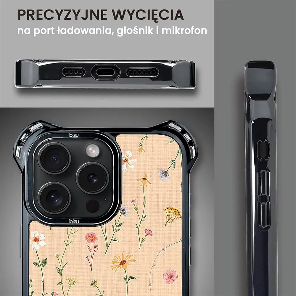 Etui do iPhone 15 Pro Max, Ibizu DropGuard Ultra z MagSafe, Pastel Bloom, Koralowa łąka