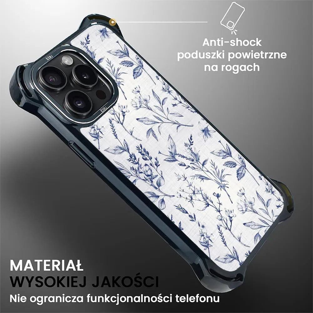 Etui do iPhone 15 Pro, Ibizu DropGuard Ultra z MagSafe, Pastel Bloom, Lazurowe szepty