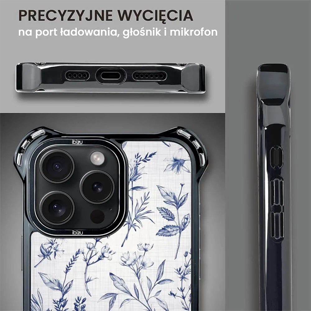 Etui do iPhone 15 Pro, Ibizu DropGuard Ultra z MagSafe, Pastel Bloom, Lazurowe szepty