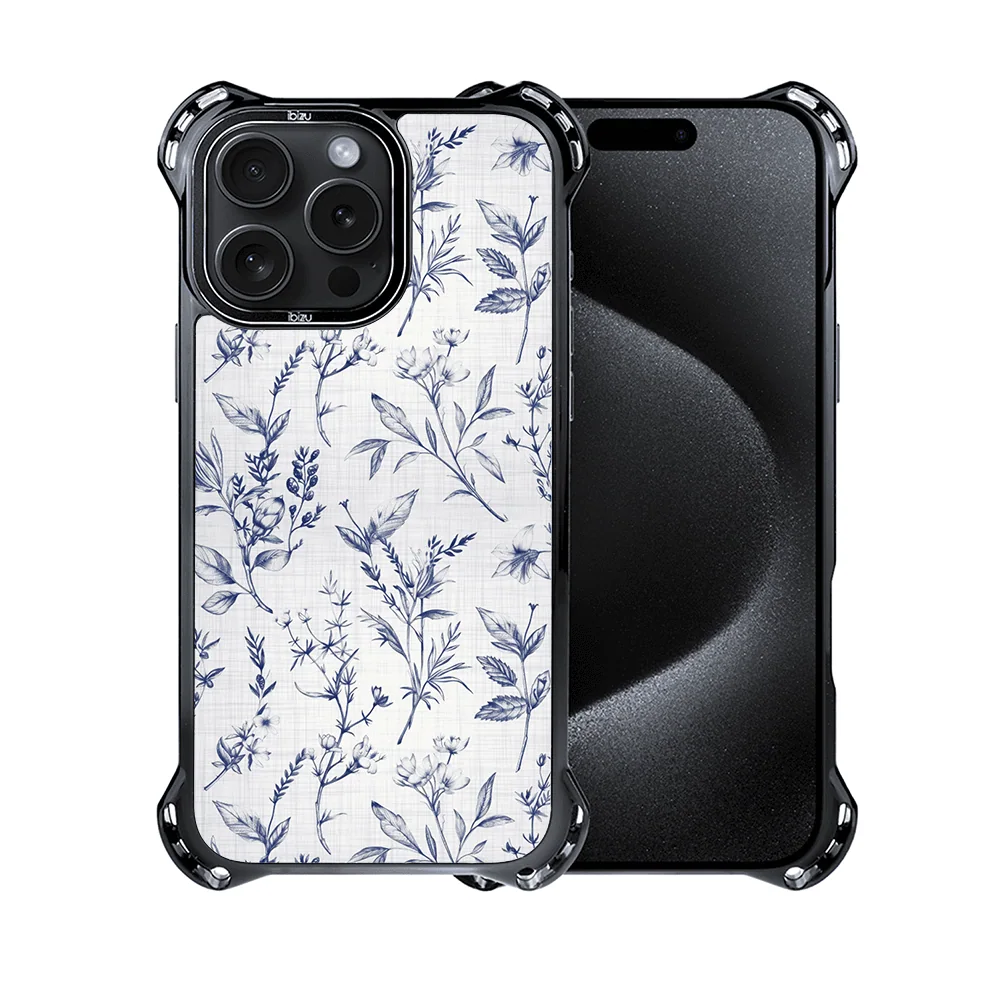 Etui do iPhone 15 Pro, Ibizu DropGuard Ultra z MagSafe, Pastel Bloom, Lazurowe szepty