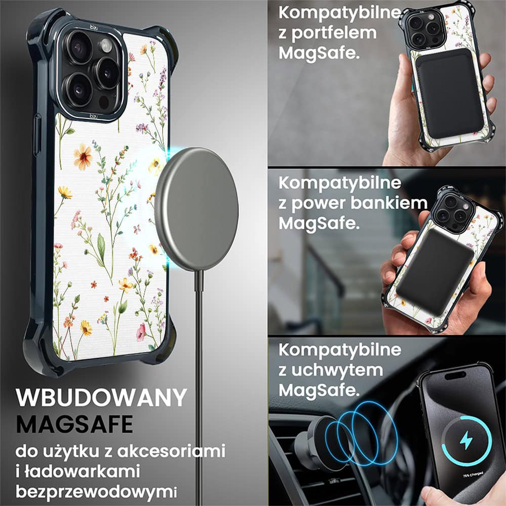 Etui do iPhone 15 Pro, Ibizu DropGuard Ultra z MagSafe, Pastel Bloom, Letni bukiet