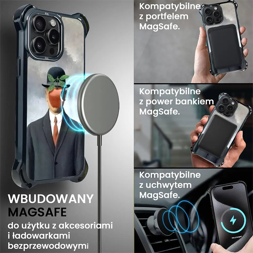 Etui do iPhone 15 Pro, Ibizu DropGuard Ultra z MagSafe, Rene Magritte, syn człowieczy