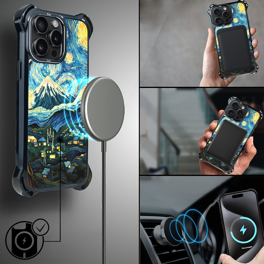 Etui do iPhone 15 Pro Max, Ibizu DropGuard Ultra z MagSafe, Van Gogh, gwieździsta noc