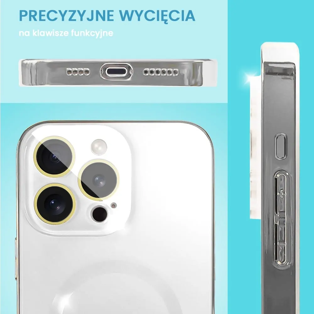 Etui do iPhone 15 Pro Max Jolly Magsafe Protect, z osłoną obiektywów, białe ze srebrną ramką