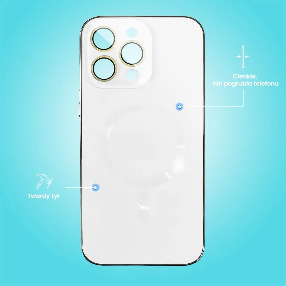 Etui do iPhone 15 Pro Max Jolly Magsafe Protect, z osłoną obiektywów, białe ze srebrną ramką