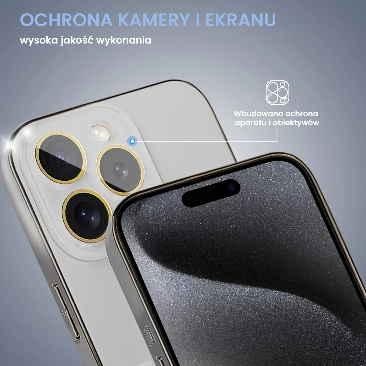 Etui do iPhone 15 Pro Max Jolly Magsafe Protect, z osłoną obiektywów, srebrne z ozdobną ramką