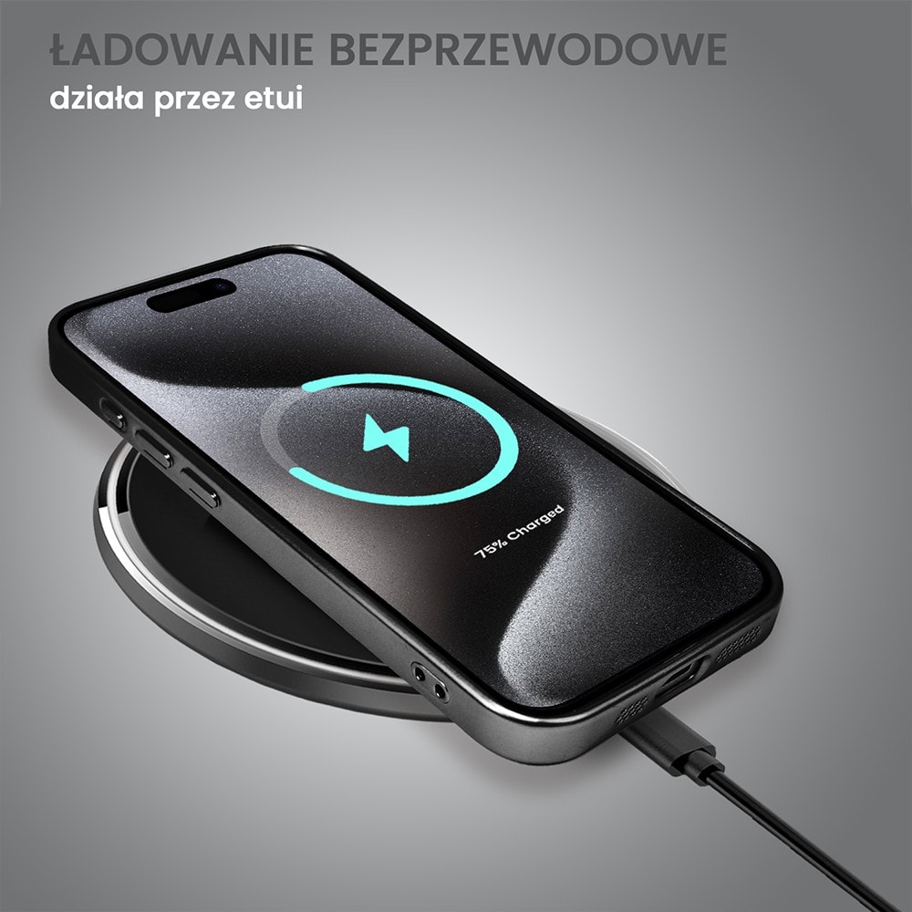 Etui do iPhone 15 Pro MagSafe Luxury Protect przeźroczyste, z osłoną aparatu, Titanium Finish, czarny tytan