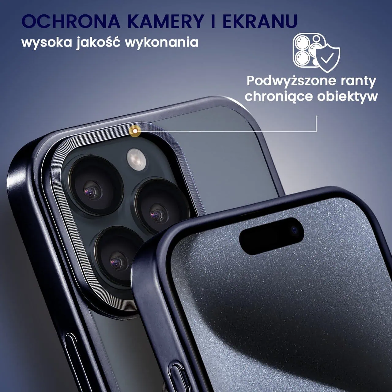 Etui do iPhone 15 Pro MagSafe Luxury Titanium Finish, przeźroczyste, granatowe