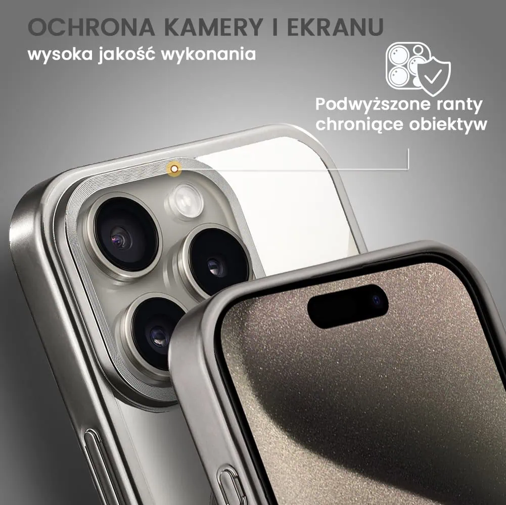 Etui do iPhone 15 Pro MagSafe Luxury Titanium Finish, przeźroczyste, tytanowe