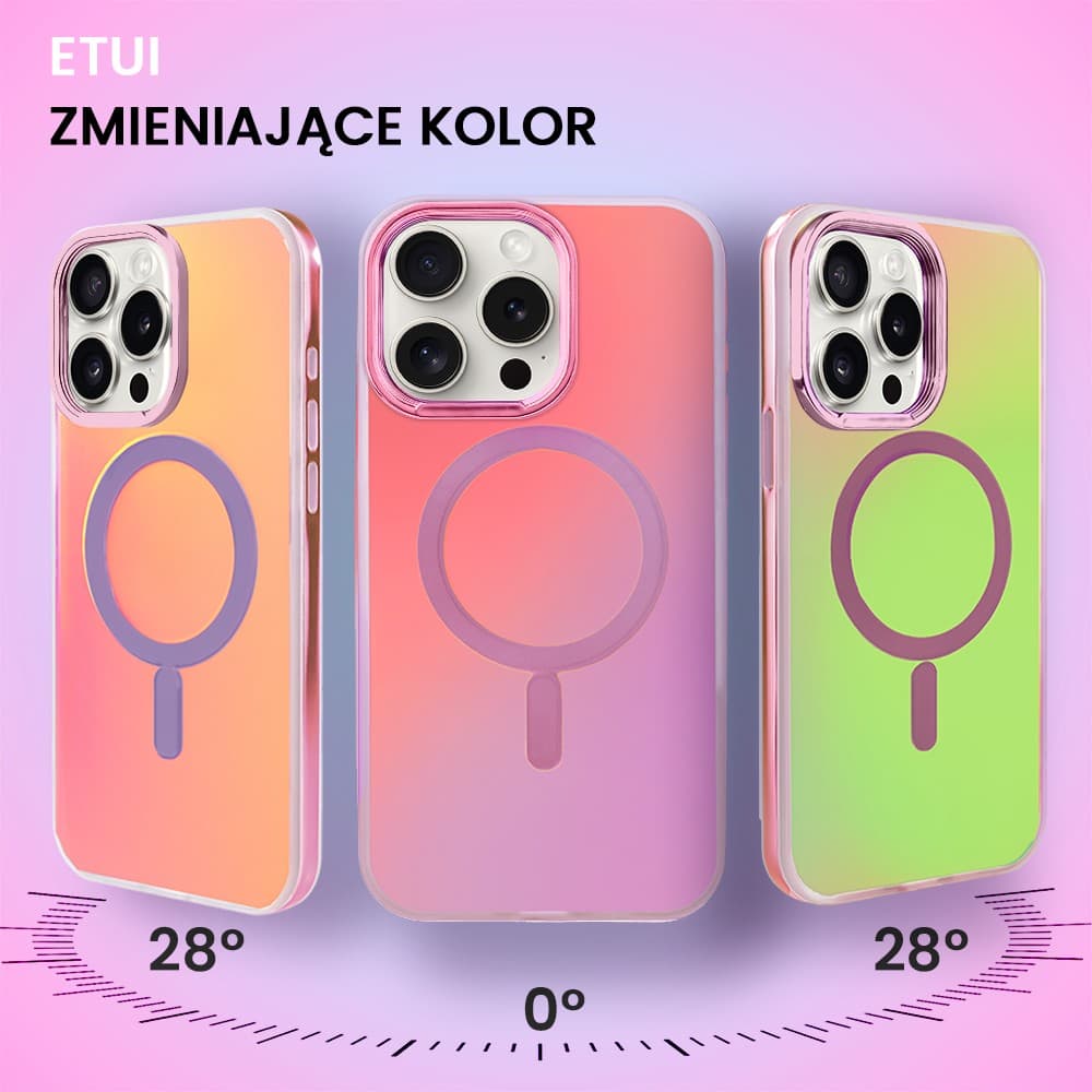 Etui do iPhone 15 Pro MagSafe Miami Vibe, głęboki mieniący się kolor, różowe ombre (OUTLET)