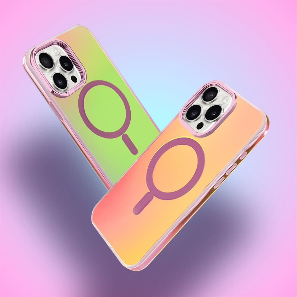 Etui do iPhone 15 Pro MagSafe Miami Vibe, głęboki mieniący się kolor, różowe ombre (OUTLET)