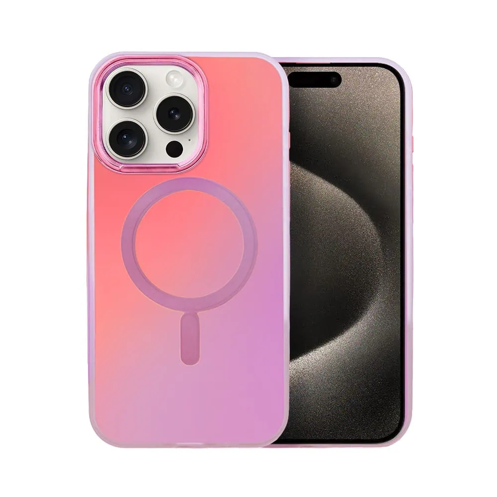 Etui do iPhone 15 Pro MagSafe Miami Vibe, głęboki mieniący się kolor, różowe ombre (OUTLET)