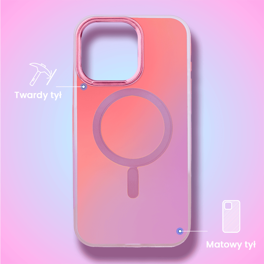 Etui do iPhone 15 Pro MagSafe Miami Vibe, głęboki mieniący się kolor, różowe ombre (OUTLET)