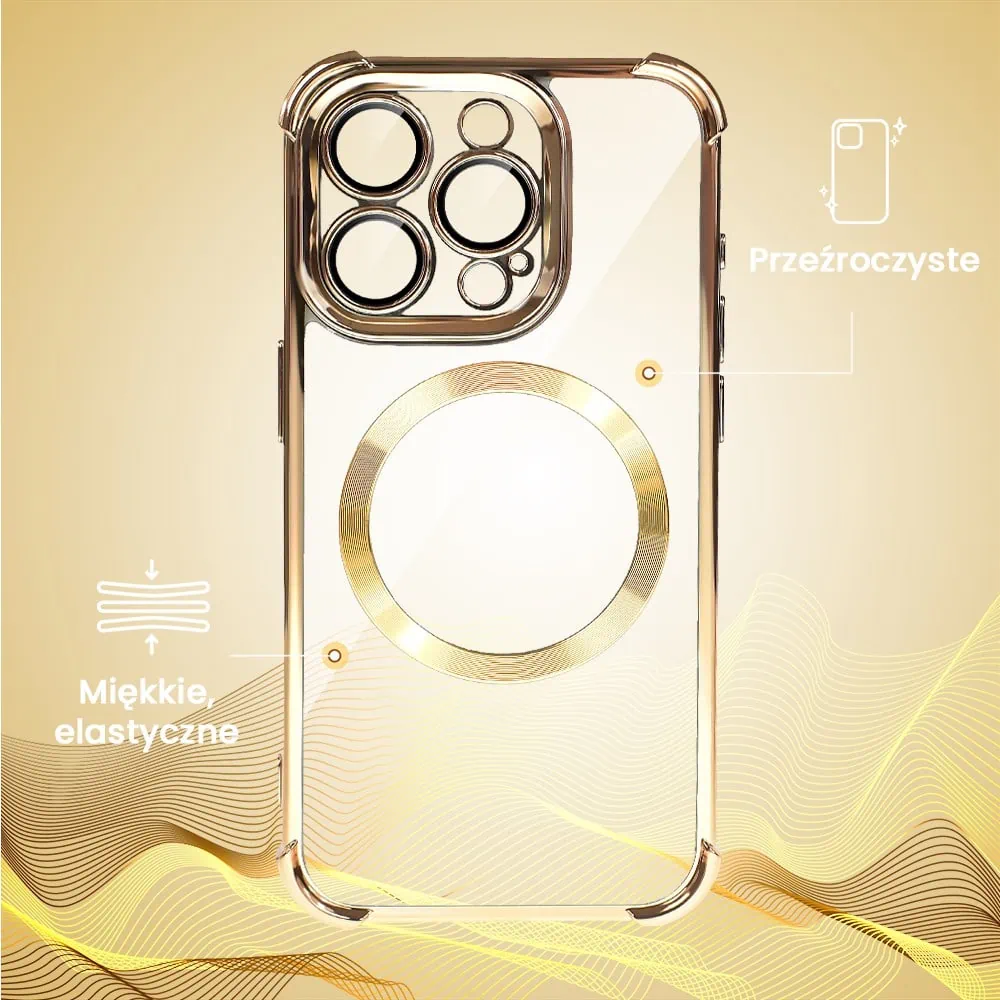 Etui do iPhone 15 Pro Magsafe Luxury Anti-Shock Lens Protect, złote (OUTLET)