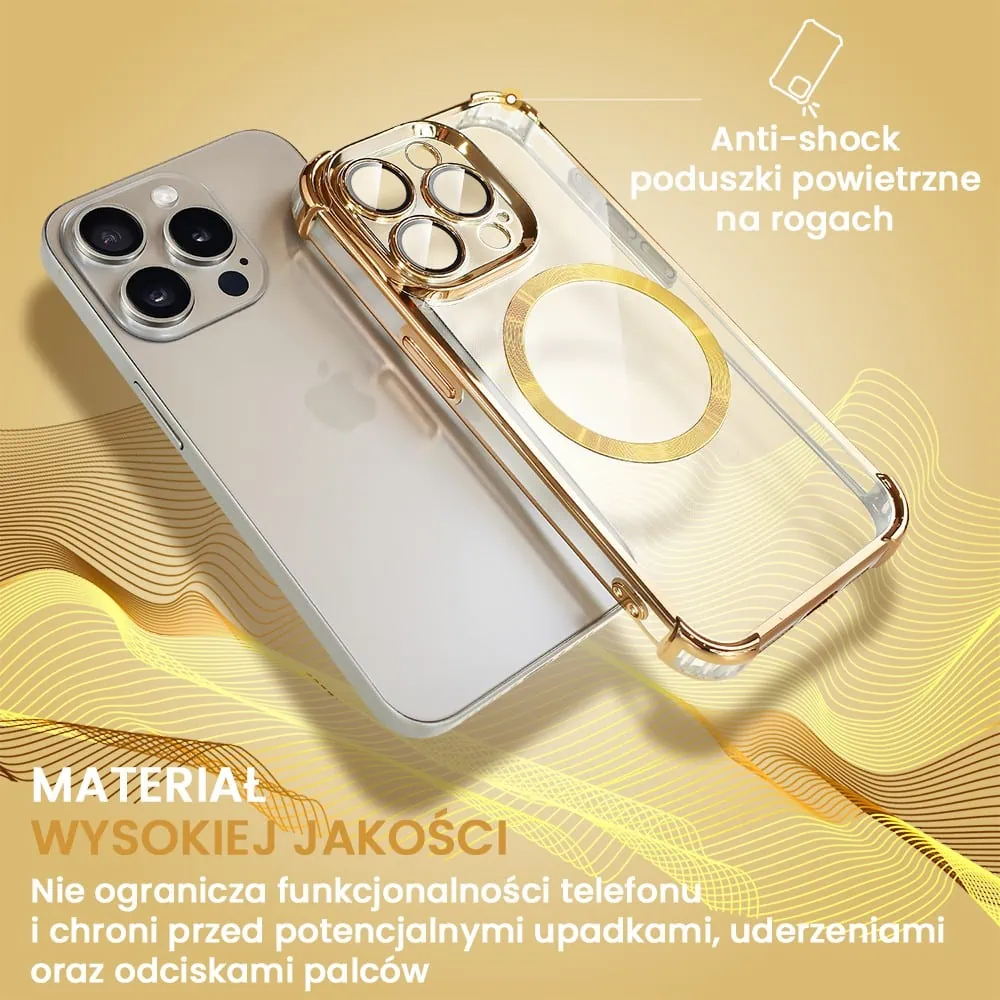 Etui do iPhone 15 Pro Magsafe Luxury Anti-Shock Lens Protect, złote (OUTLET)