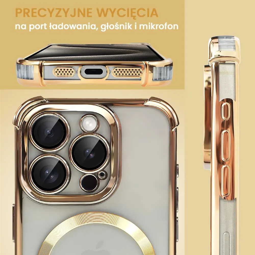 Etui do iPhone 15 Pro Magsafe Luxury Anti-Shock Lens Protect, złote (OUTLET)