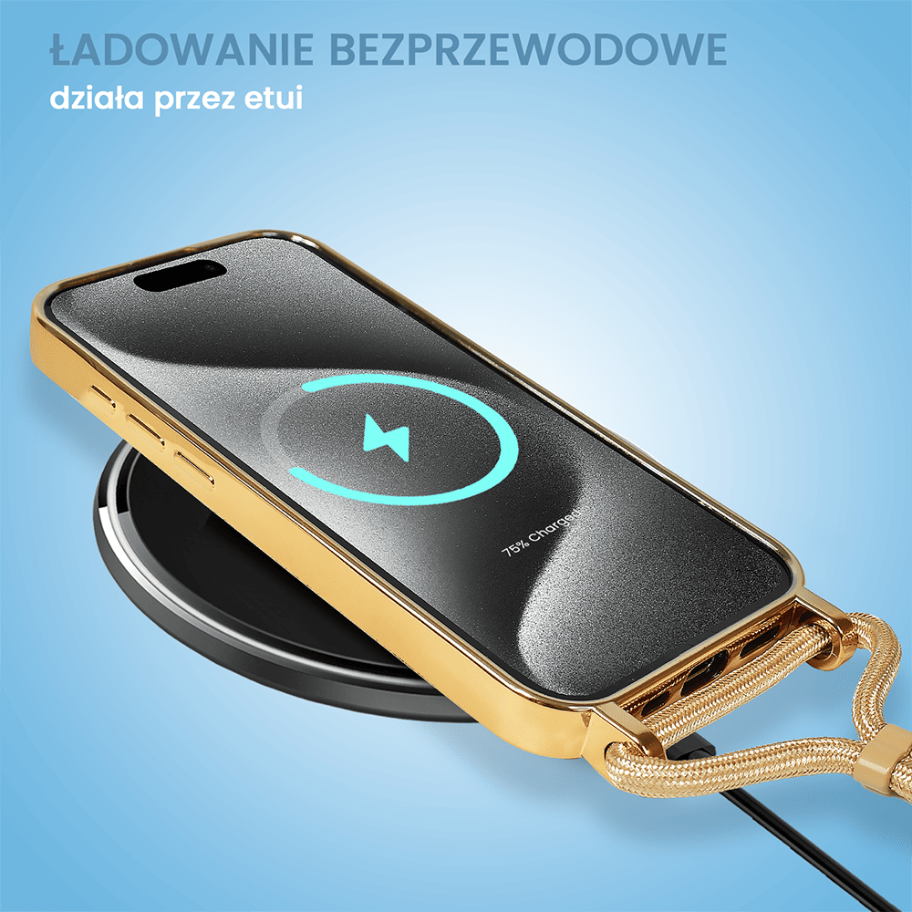 Etui do iPhone 15 Pro Magsafe Slim Crossbody, jak torebka, złote (OUTLET)