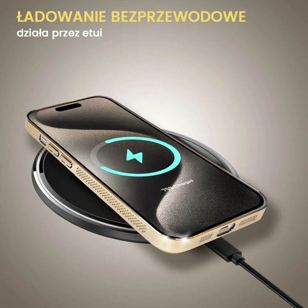 Etui do iPhone 15 Pro Camera Beam Magsafe oddychające, złote