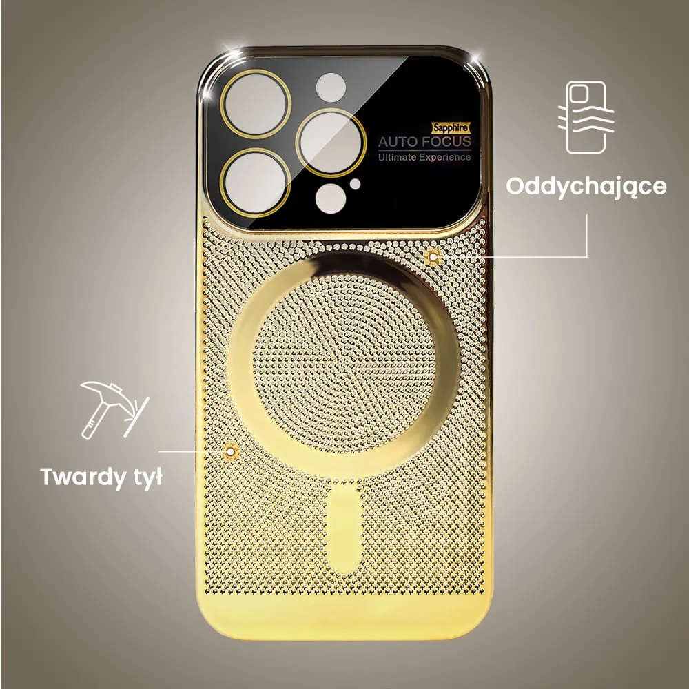 Etui do iPhone 15 Pro Camera Beam Magsafe oddychające, złote