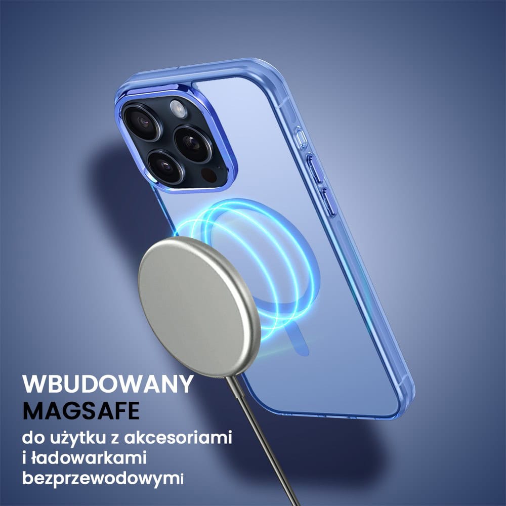 Etui do iPhone 15 Pro Deep Color z MagSafe, cienkie, z twardym tyłem, niebieskie
