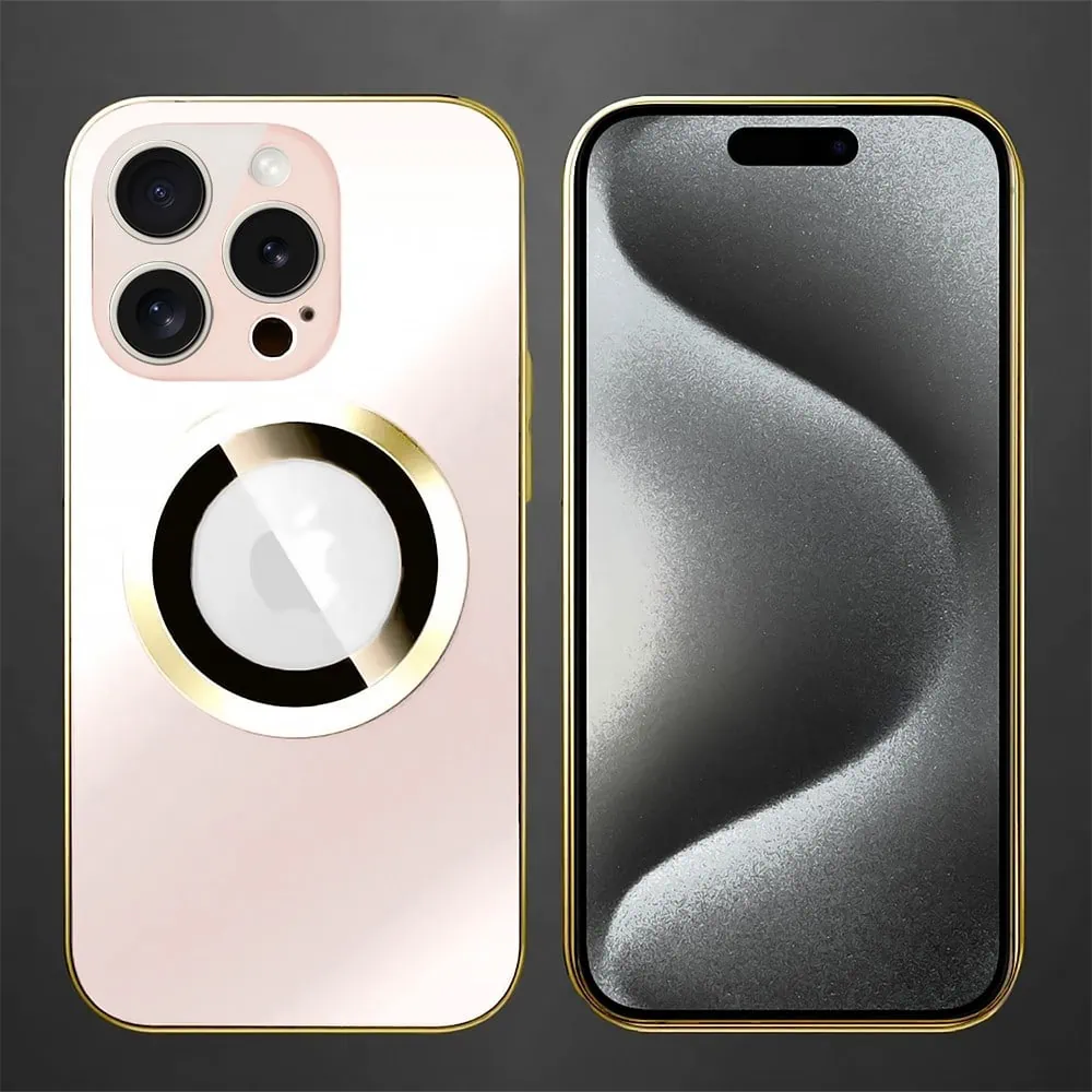 Etui do iPhone 15 Pro Gold Noble Brush MagSafe z widocznym logo i osłoną na aparat, złote (OUTLET)