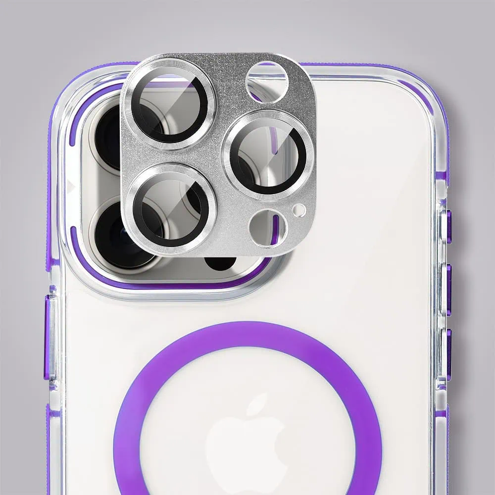 Etui do iPhone 15 Pro Max Hard Color MagSafe, twardy krystaliczny tył, z podstawką, purpurowe