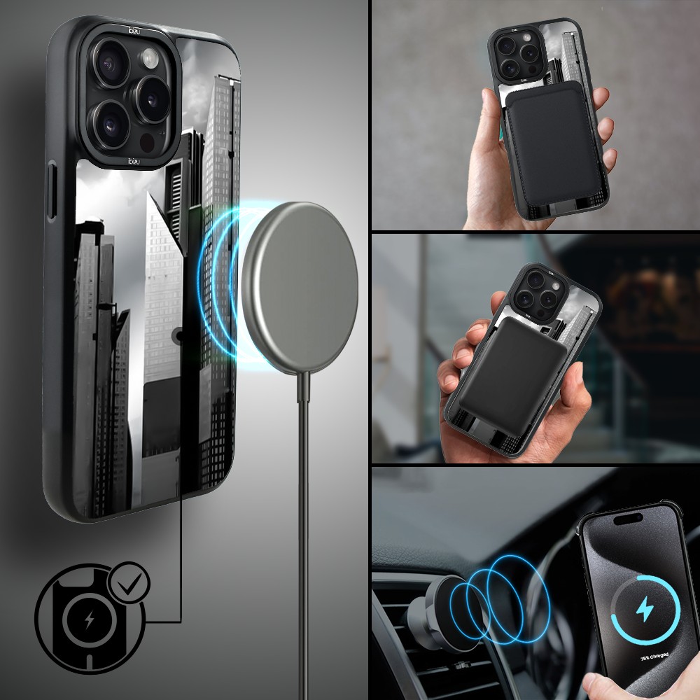 Etui do iPhone 15 Pro IBIZU DropGuard Matt z MagSafe, Noir City, Manhattan