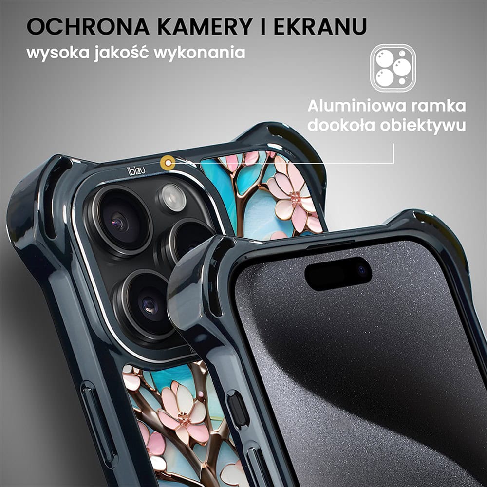 Etui do iPhone 15 Pro, Ibizu DropGuard Ultra z MagSafe, Barwy Szkła, Księżycowa Wiśnia