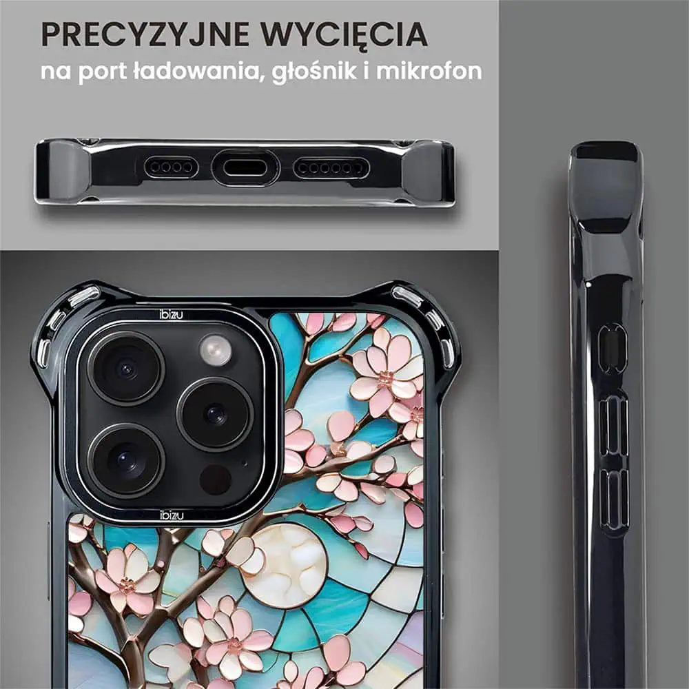 Etui do iPhone 15 Pro, Ibizu DropGuard Ultra z MagSafe, Barwy Szkła, Księżycowa Wiśnia