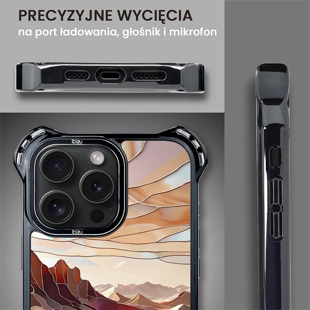 Etui do iPhone 15 Pro Max, Ibizu DropGuard Ultra z MagSafe, Barwy Szkła, Pustynny spokój