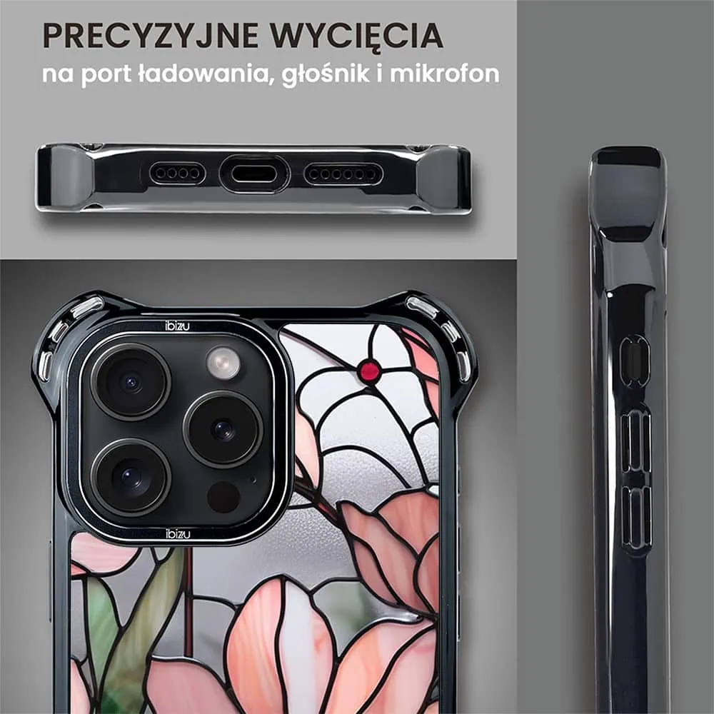 Etui do iPhone 15 Pro Max, Ibizu DropGuard Ultra z MagSafe, Barwy Szkła, Różowa magnolia