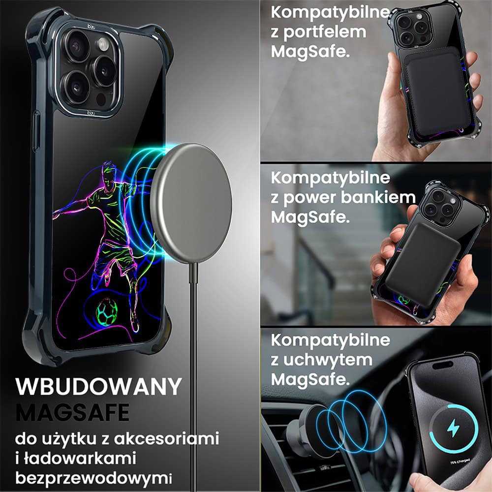 Etui do iPhone 15 Pro, Ibizu DropGuard Ultra z MagSafe, #ElectroMove, Moc football’u