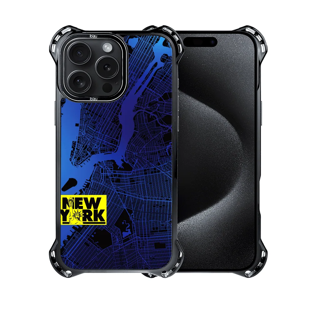Etui do iPhone 15 Pro Max, Ibizu DropGuard Ultra z MagSafe, Mapy Świata, New York