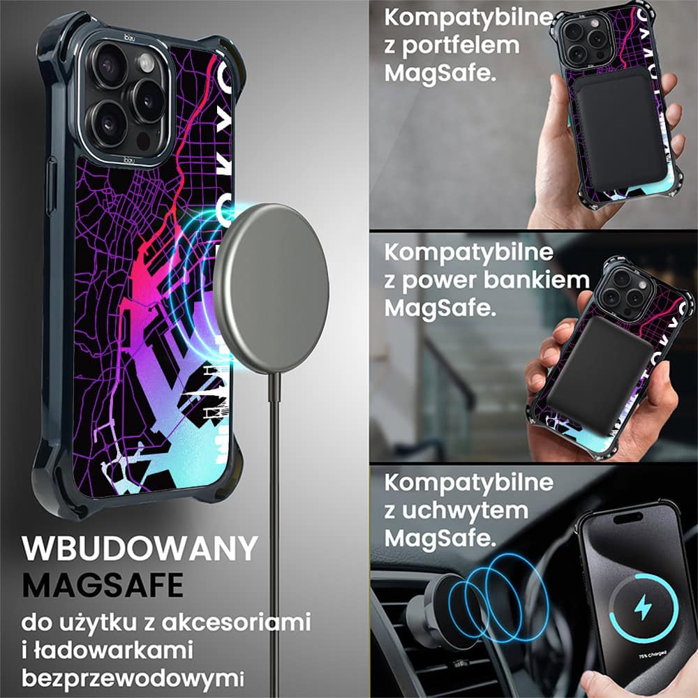 Etui do iPhone 15 Pro, Ibizu DropGuard Ultra z MagSafe, Mapy Świata, Tokyo