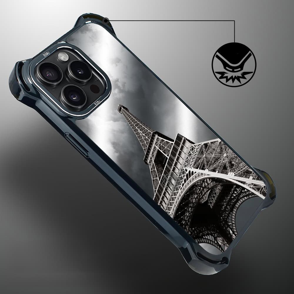Etui do iPhone 15 Pro, Ibizu DropGuard Ultra z MagSafe, Noir City, Wieża Eiffla